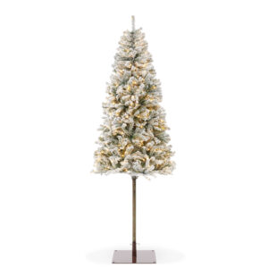 Pre-Lit Pencil Alpine Fir Slim Artificial Christmas Tree with Metal Stand