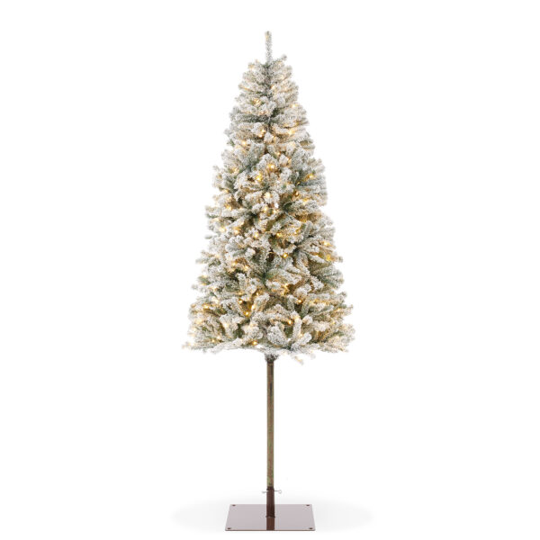 Pre-Lit Pencil Alpine Fir Slim Artificial Christmas Tree with Metal Stand